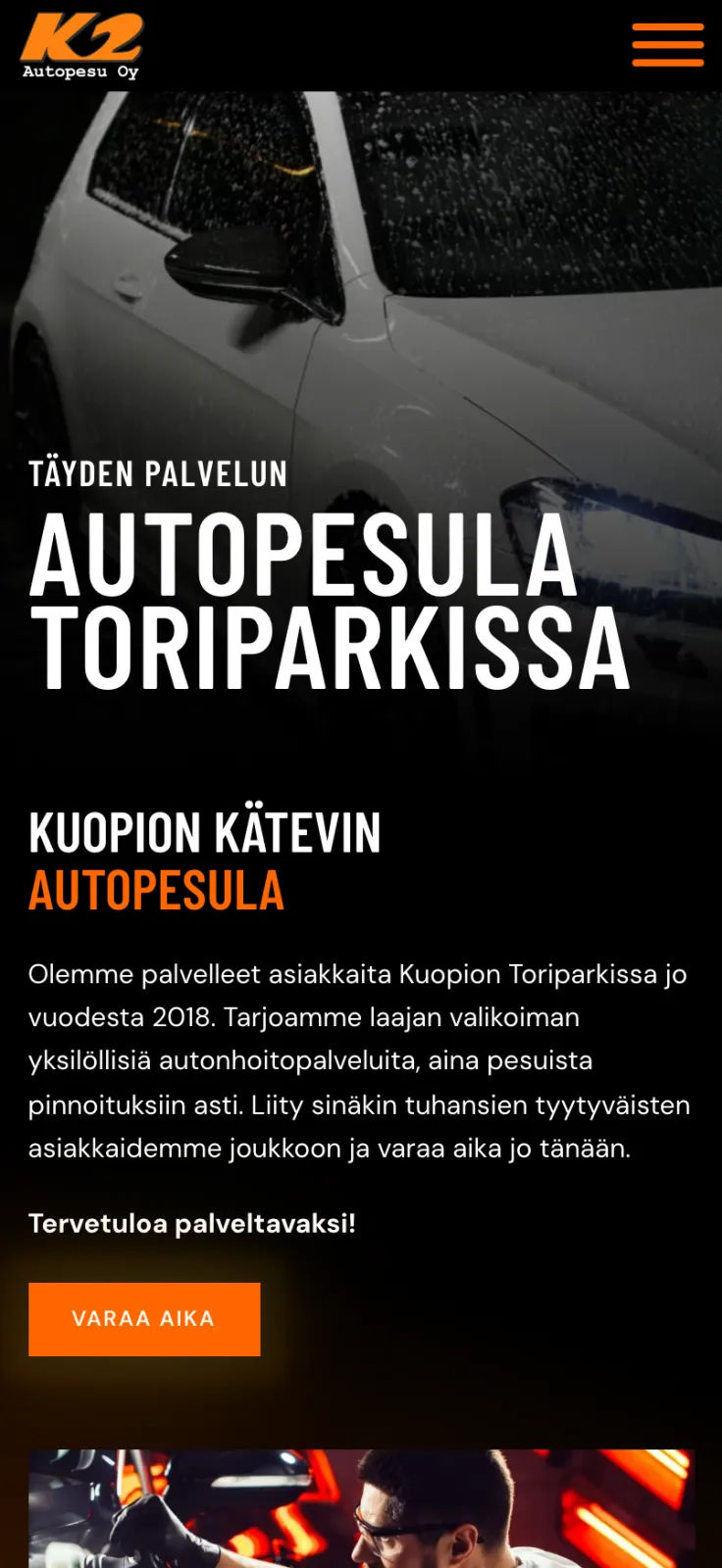 Esimerkki toteuttamistamme yrityksen nettisivuista mobiilissa